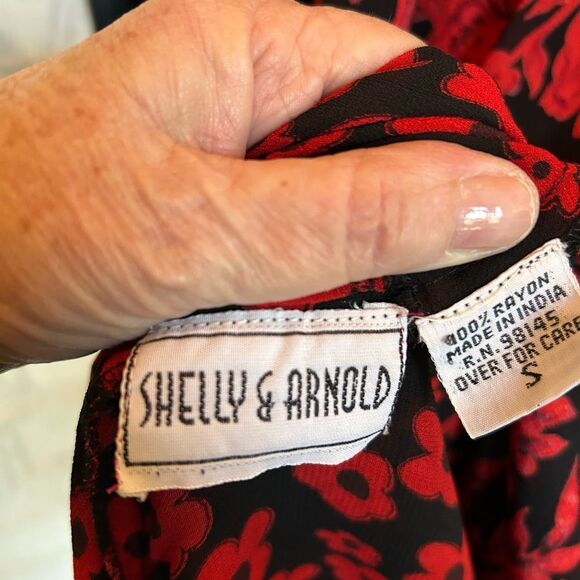 VTG Black & Red Reversible Floral Boho Feminine Whimsigoth Maxi Skirt S - Picture 9 of 12